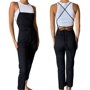 Reformation Black Jumpsuit Open Back Cropped Size 2P